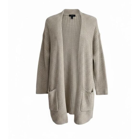 a.n.a A New Approach Open Front Ribbed Knit Cotton Cardigan Sweater Cream XL - Picture 1 of 8